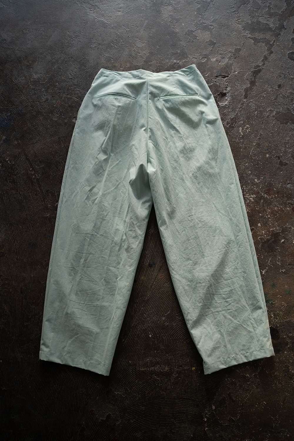 【ラスト1点】【23SS】T/C Chambray Gathered Pants/ポリエステルコットンシャンブレーギャザーパンツ(GREEN)
