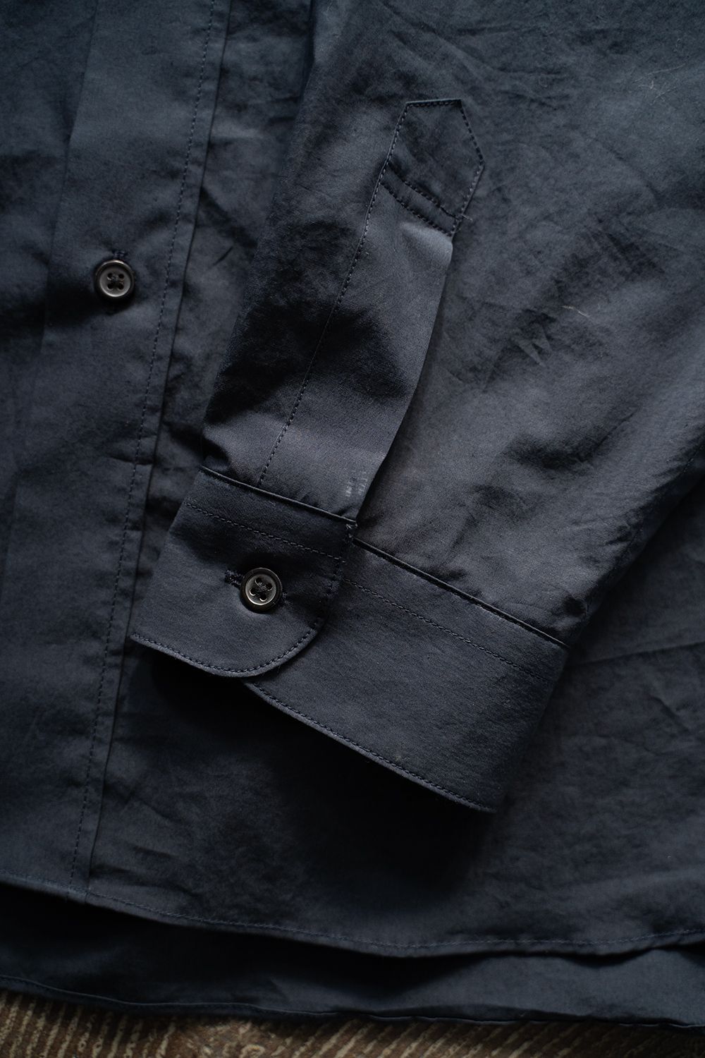【25SS】リネン混バンドカラーシャツ(NAVY)