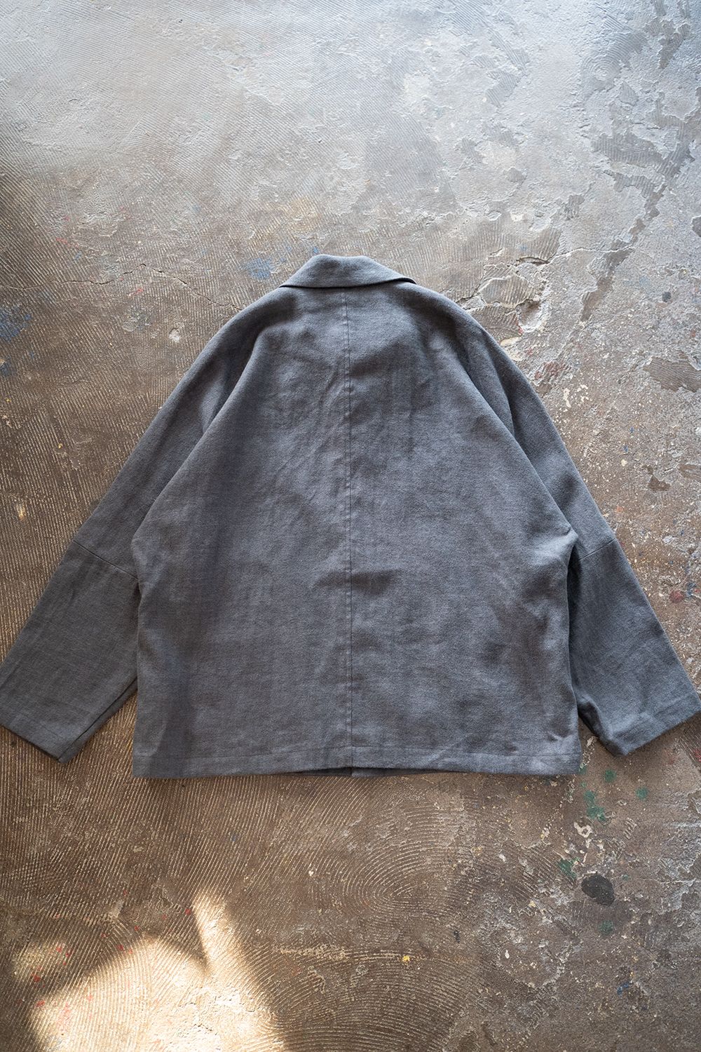 【ラスト1点】【22AW】ドルマンスリーブリネンオックスカバーオールジャケット(SLATE GRAY)