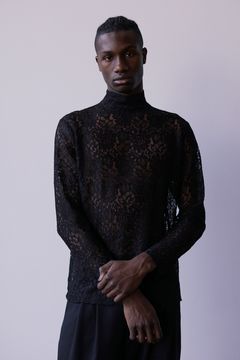 Geometric Flower Lace Pullover/ジオメトリックフラワーレースプルオーバー(BLACK)