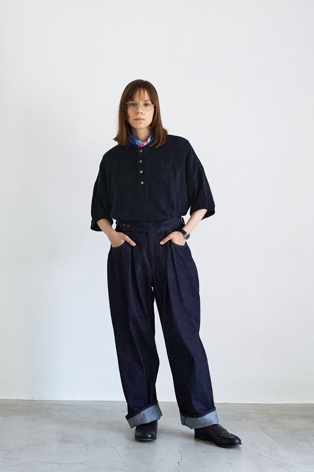 YASHIKI - Harukaze Henley Knit(PALE BLUE) | Salty
