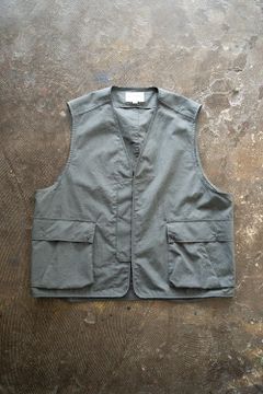 【ラスト1点】綿×麻ビッグポケットベスト(BLUE GRAY)