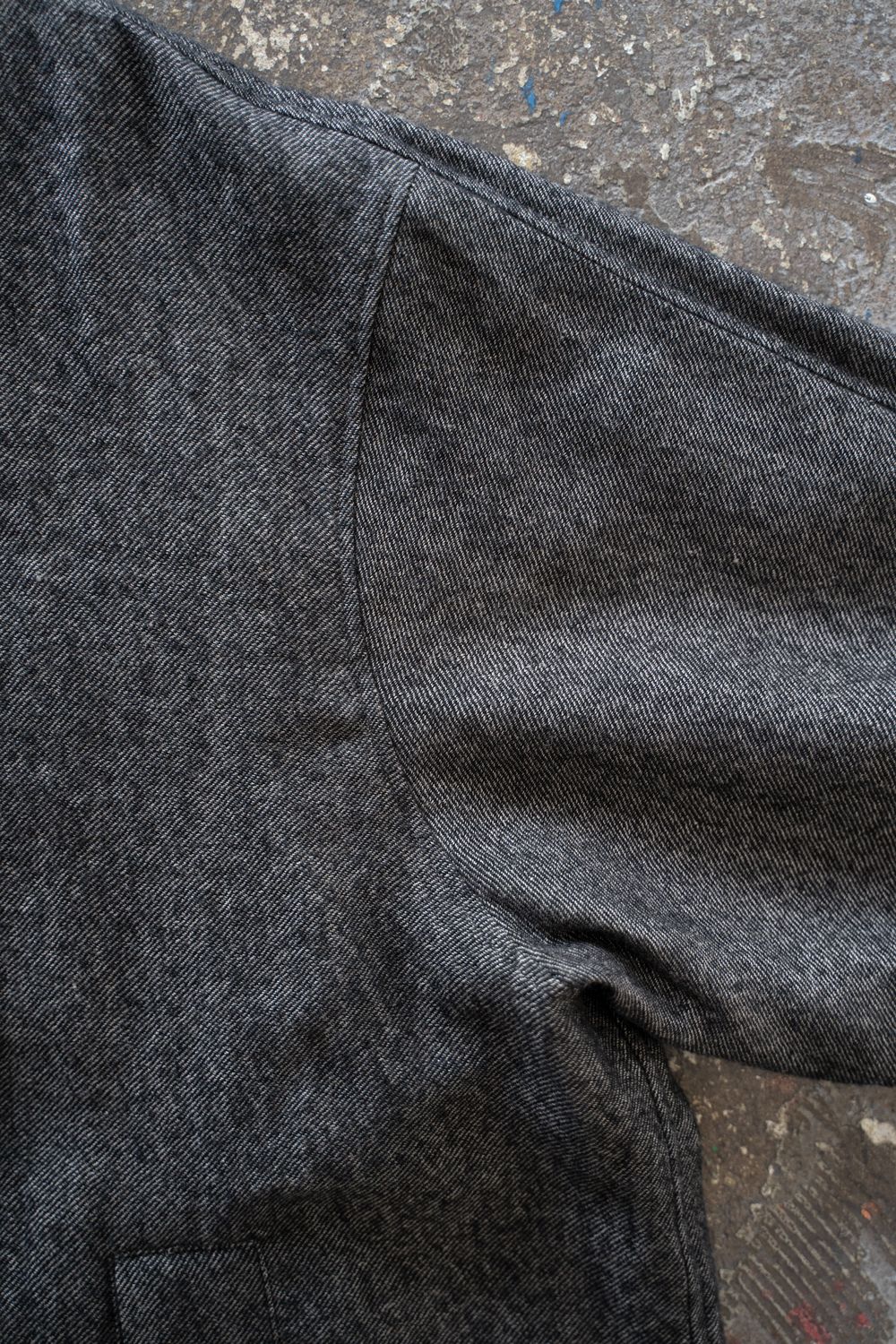 【26AW】ウール×リネンステンカラーコート(MELANGE GREY)