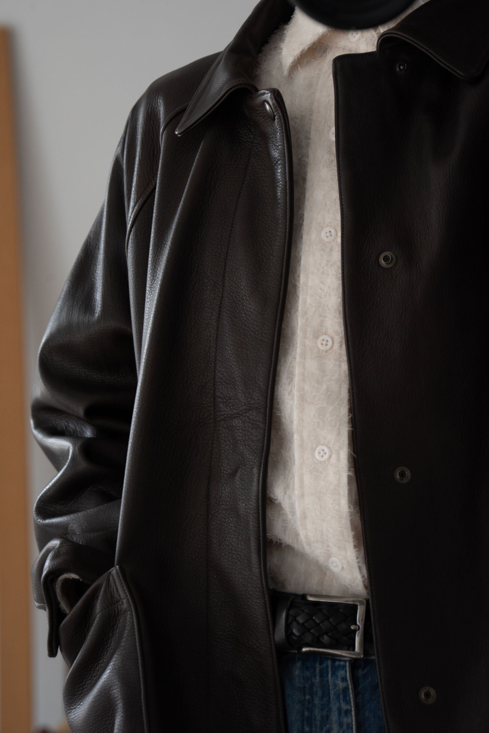 【ラスト1点】【26AW】カウレザーハーフコート(BROWN CHARCOAL)
