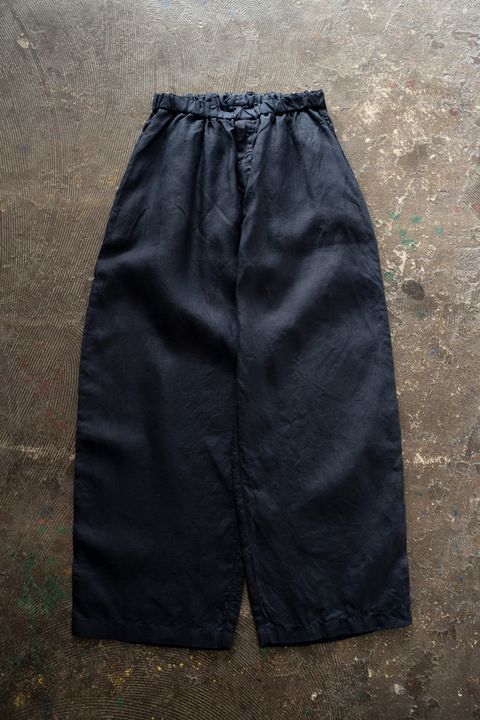 大麻ワイドパンツ(濃紺)