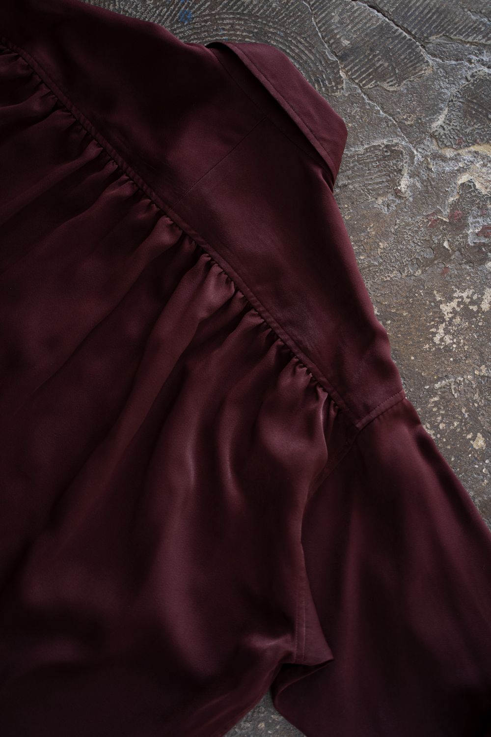 【26AW】Hush Gather L/S Shirt/ハッシュギャザーロングスリーブシャツ(BORDEAUX)