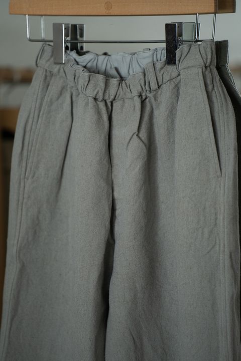 亜麻苧麻ワイドパンツ(灰緑)