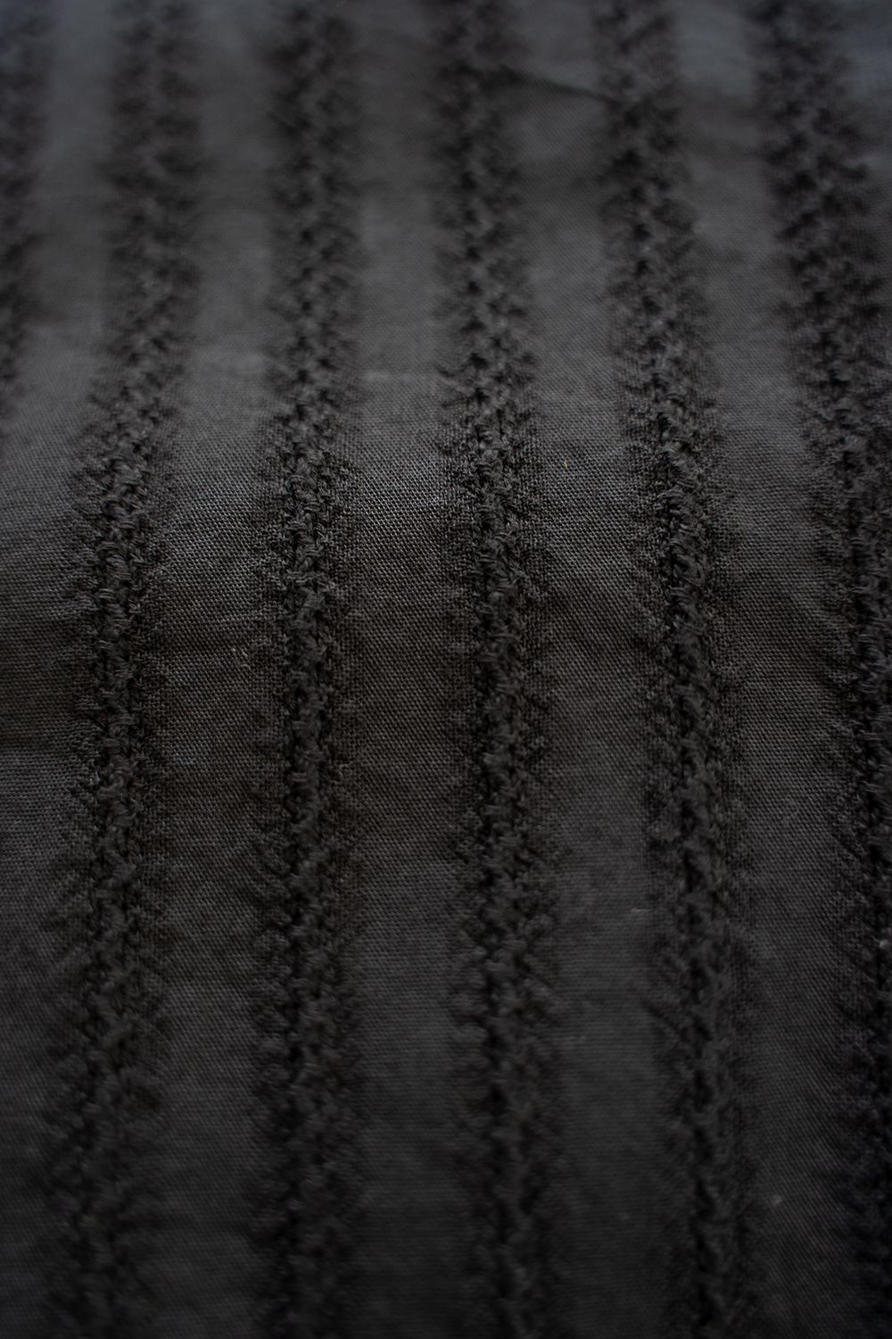【ラスト1点】【21SS】Leno Cloth Stripe S/S Shirt/レノクロスストライプハーフスリーブシャツ(BLACK)