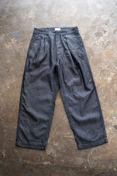 【ラスト1点】【22SS】シルク混インボックスタックデニム(NAVY)