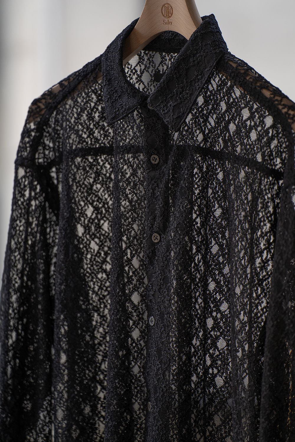 【ラスト1点】【24SS】Russell Lace L/S Shirt/ラッセルレースロングスリーブシャツ(BLACK)
