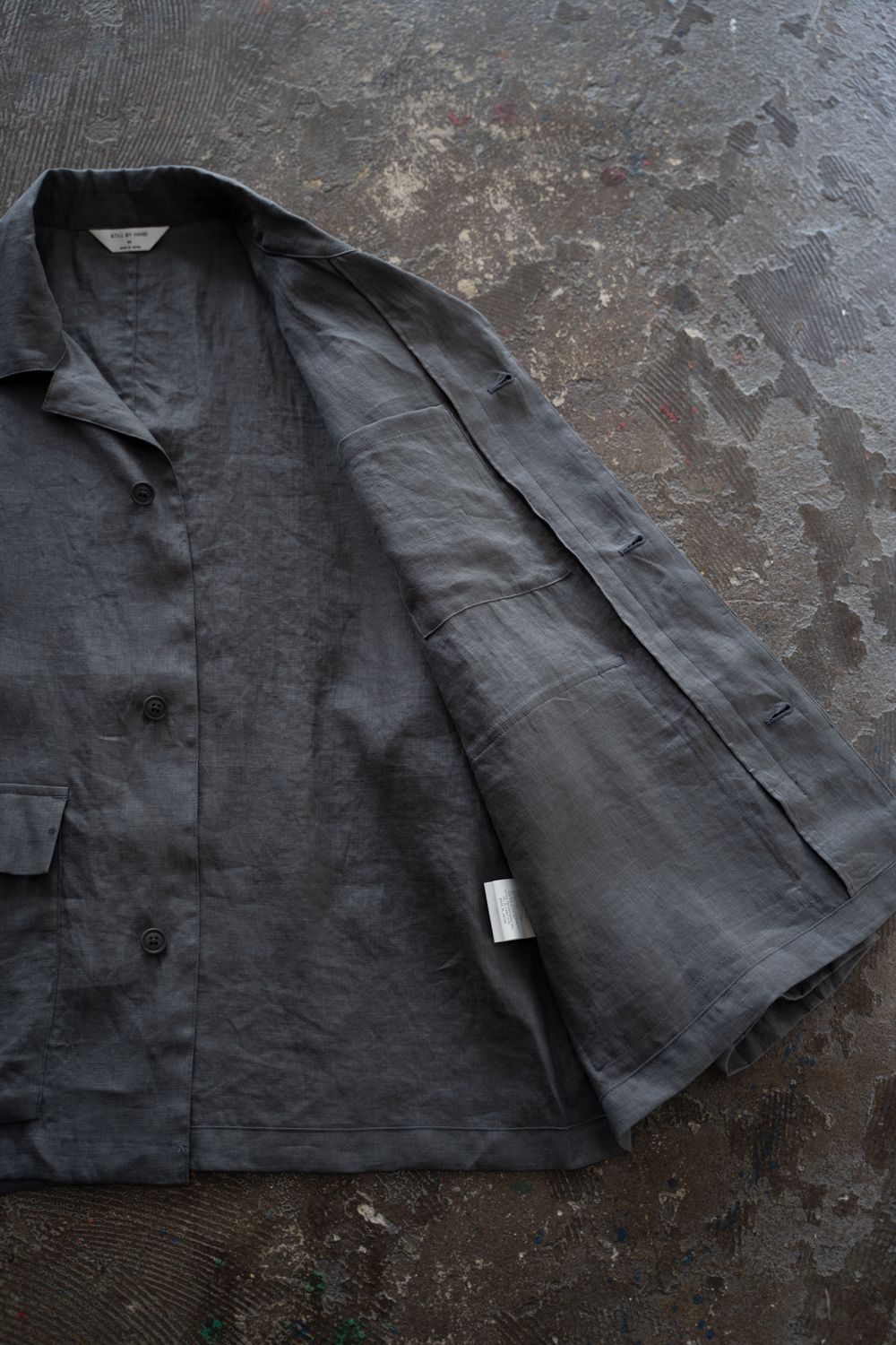 【26SS】リネンミニマルカバーオールジャケット(BLUE GREY)