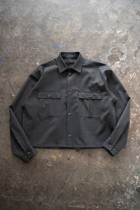 AURALEE 半袖シャツ 22SS ブルーグレー（UR TECH』ネルバンドカラー  