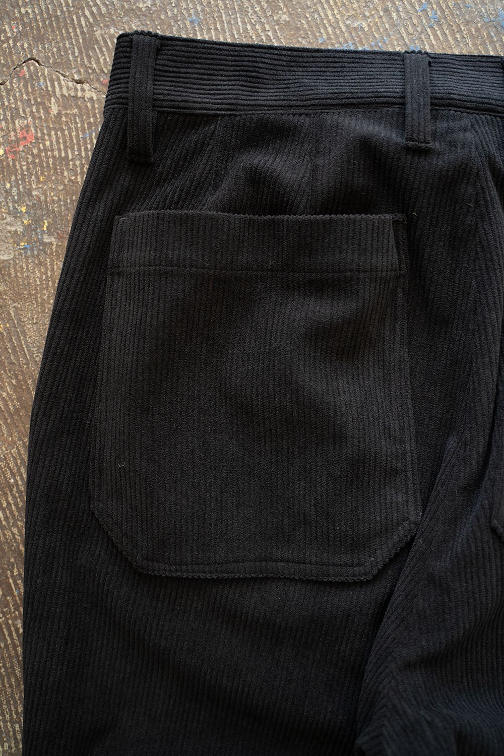 【ラスト1点】1-Tack Corduroy Bootcut Pants/1タックコーデュロイブーツカットパンツ(BLACK)