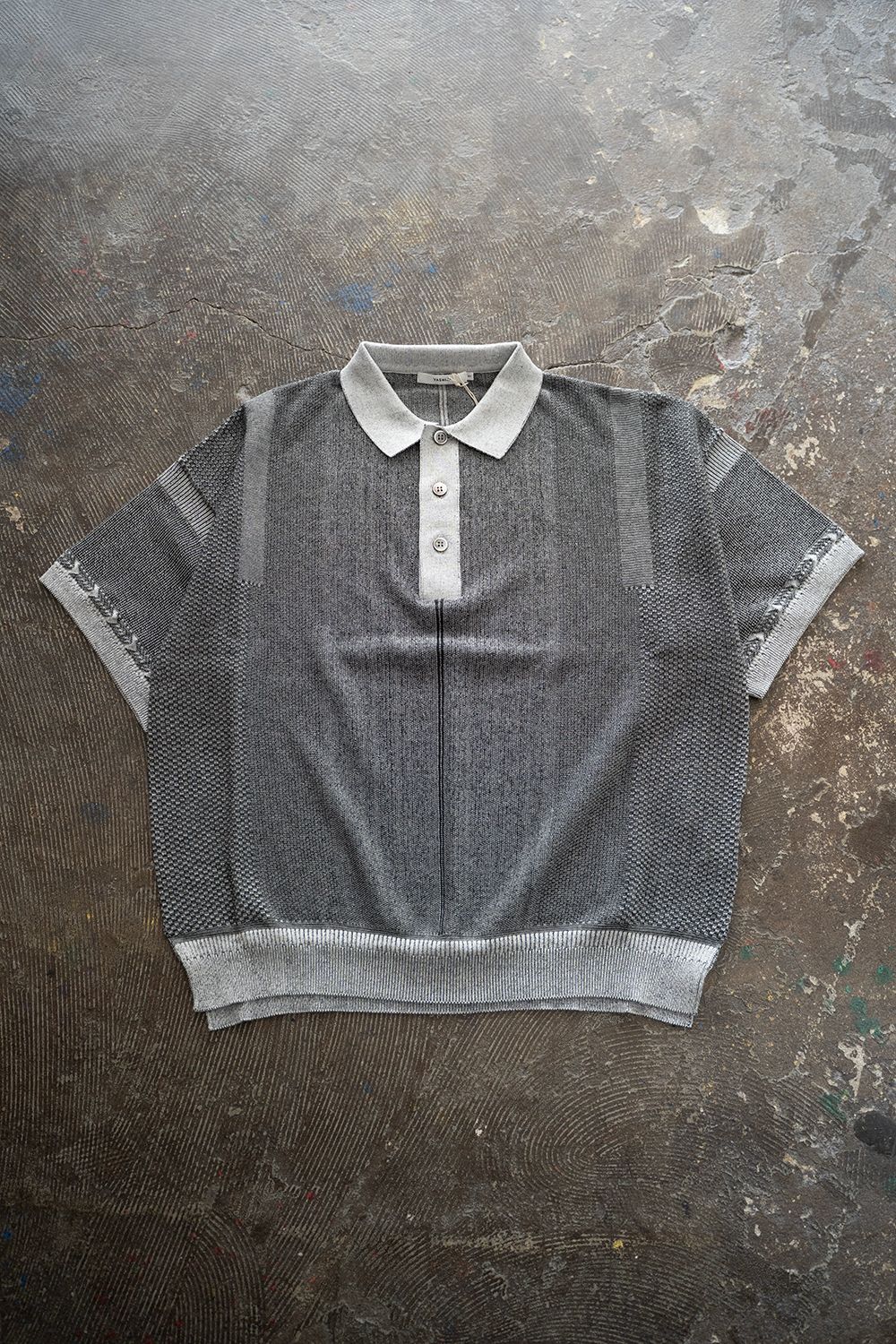 YASHIKI - 【ラスト1点】【25SS】Umiiro Knit Polo(MIX GRAY