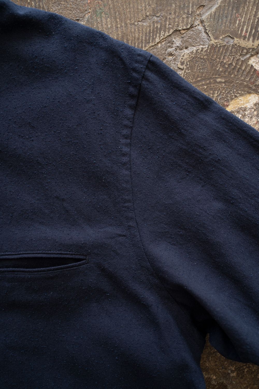 【ラスト1点】【25AW】極小襟コットン×シルクネップシャツ(DEEP BLUE)