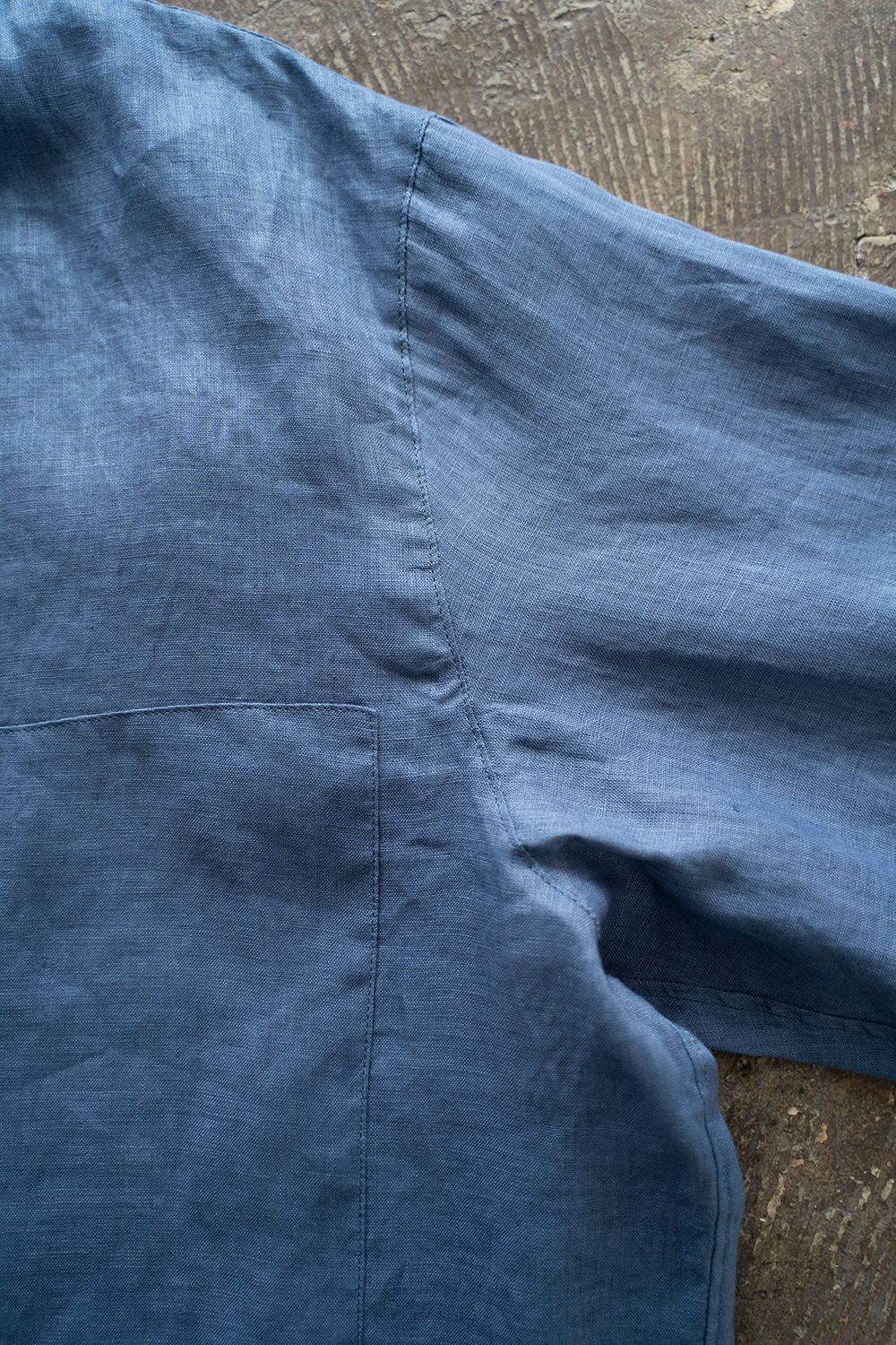 【ラスト1点】【24SS】リネンバンドカラーシャツ(BLUE)