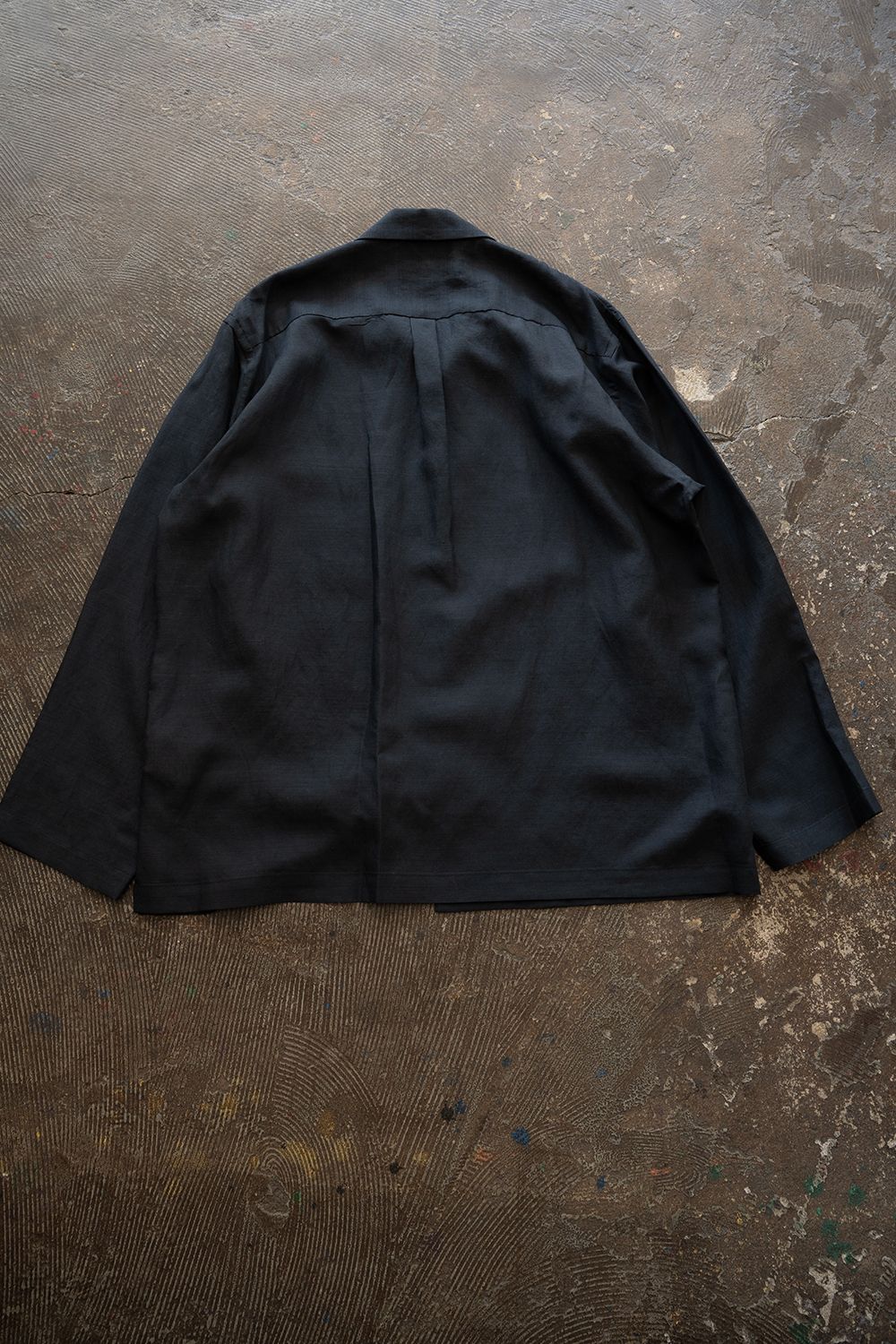 【26SS】セルロース×ラミーオープンカラーシャツ(NAVY)