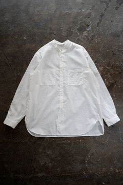 【ラスト1点】【22SS】シルク混両胸ポケットバンドカラーシャツ(WHITE)