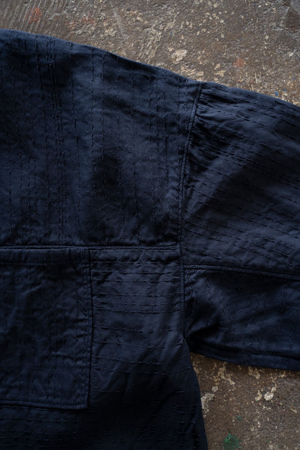 薄手刺し子織ジャケット(濃紺)