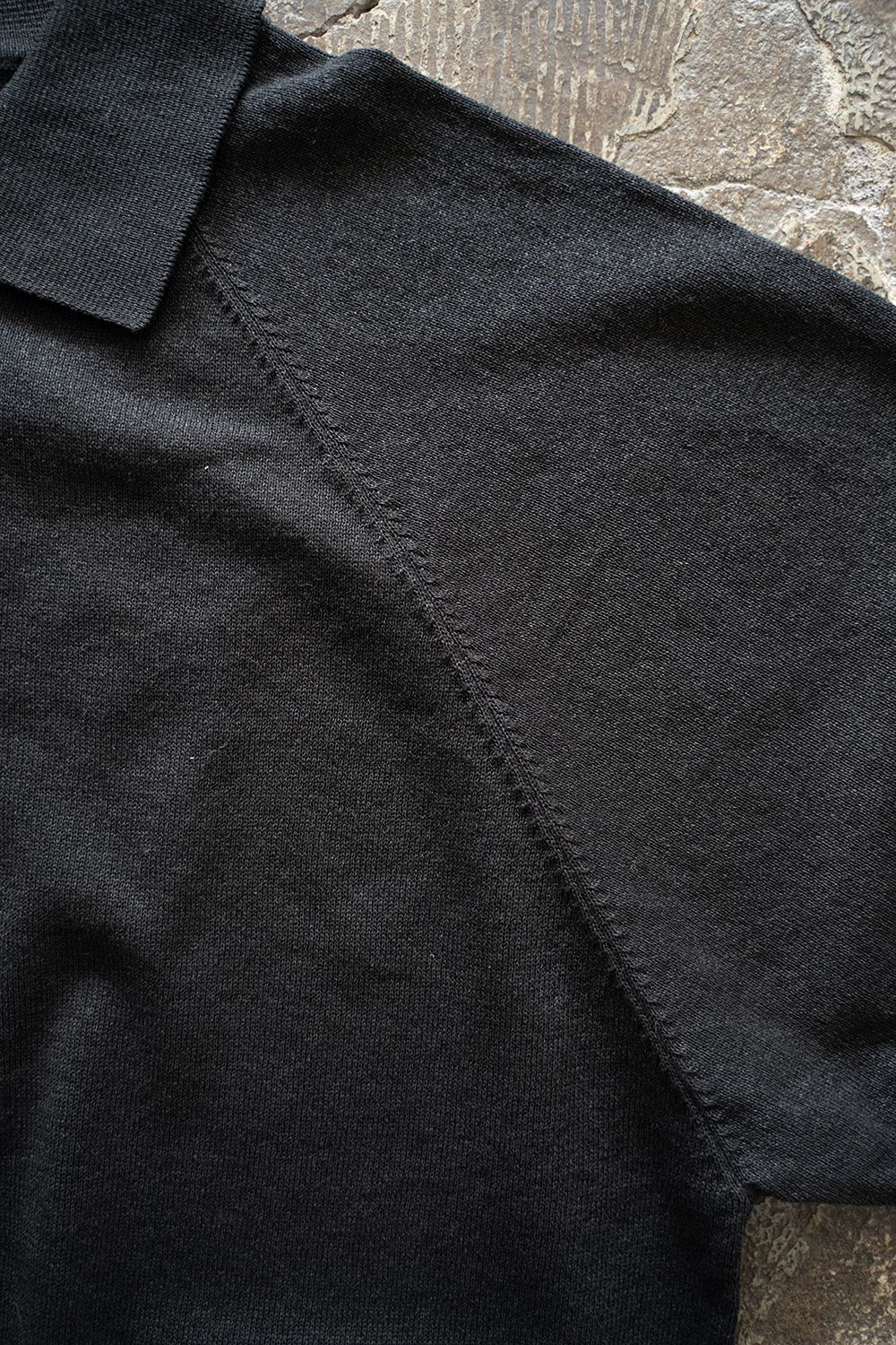 【ラスト1点】【25SS】和紙混12Gニットポロ(BLACK)