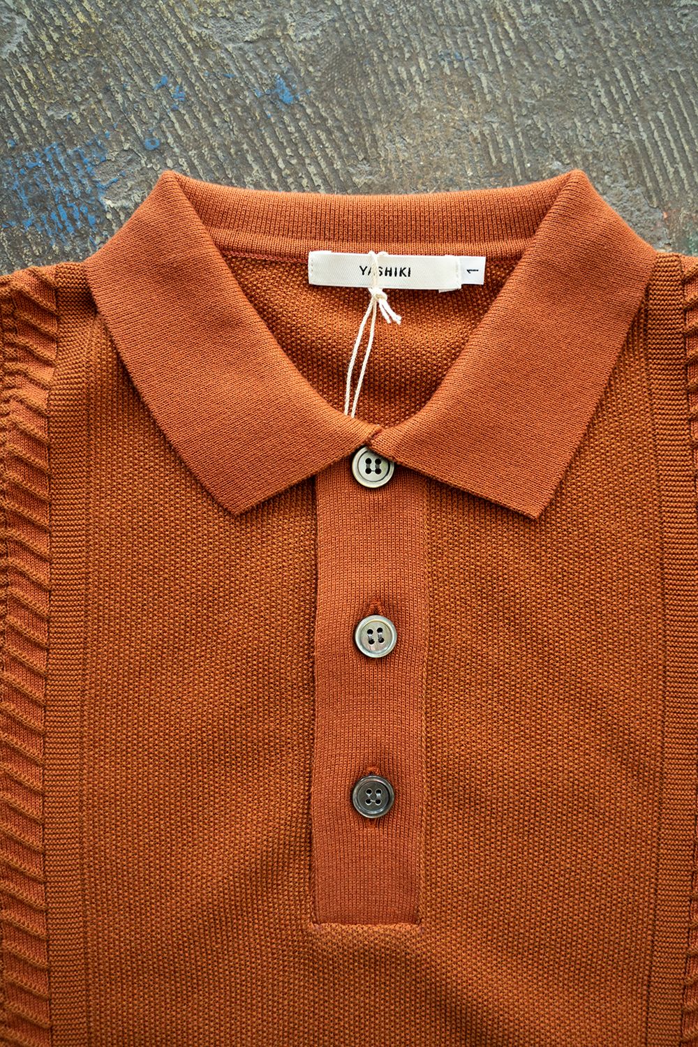YASHIKI Tsubomi Knit Polo(ORANGE) - ポロシャツ