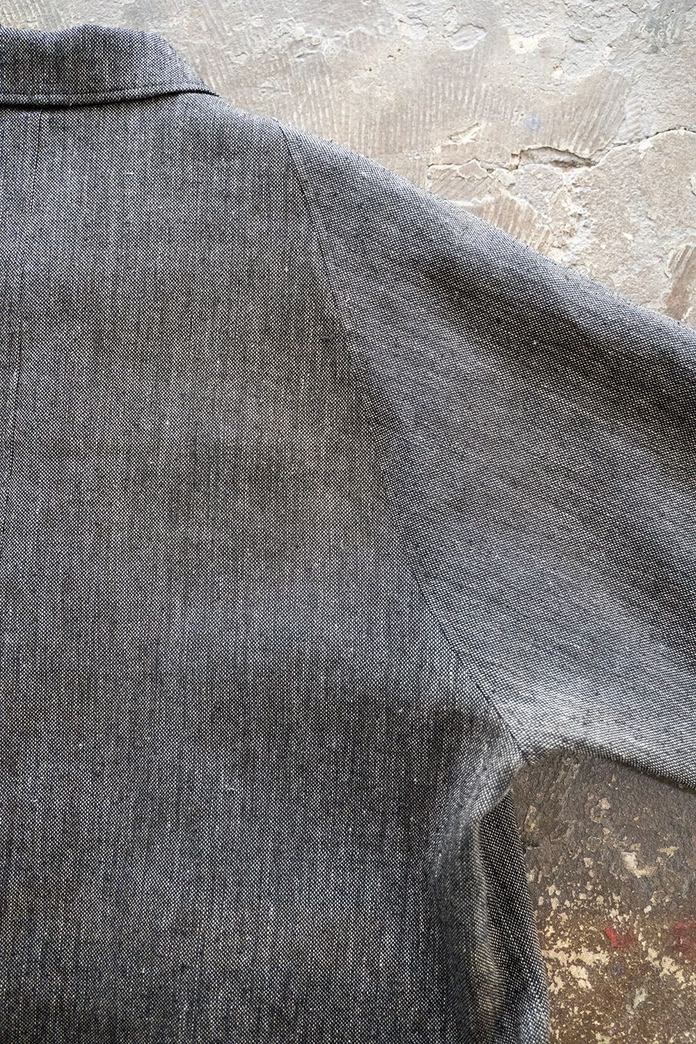 【23SS】リネン×シルクステンカラーハーフコート(CHARCOAL)