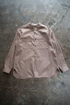 【ラスト1点】【22SS】シルク混両胸ポケットバンドカラーシャツ(DUSTY BROWN)