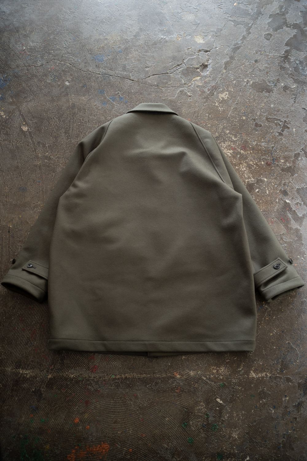 【25AW】Super110'Sメルトンステンカラーハーフコート(SAGE)