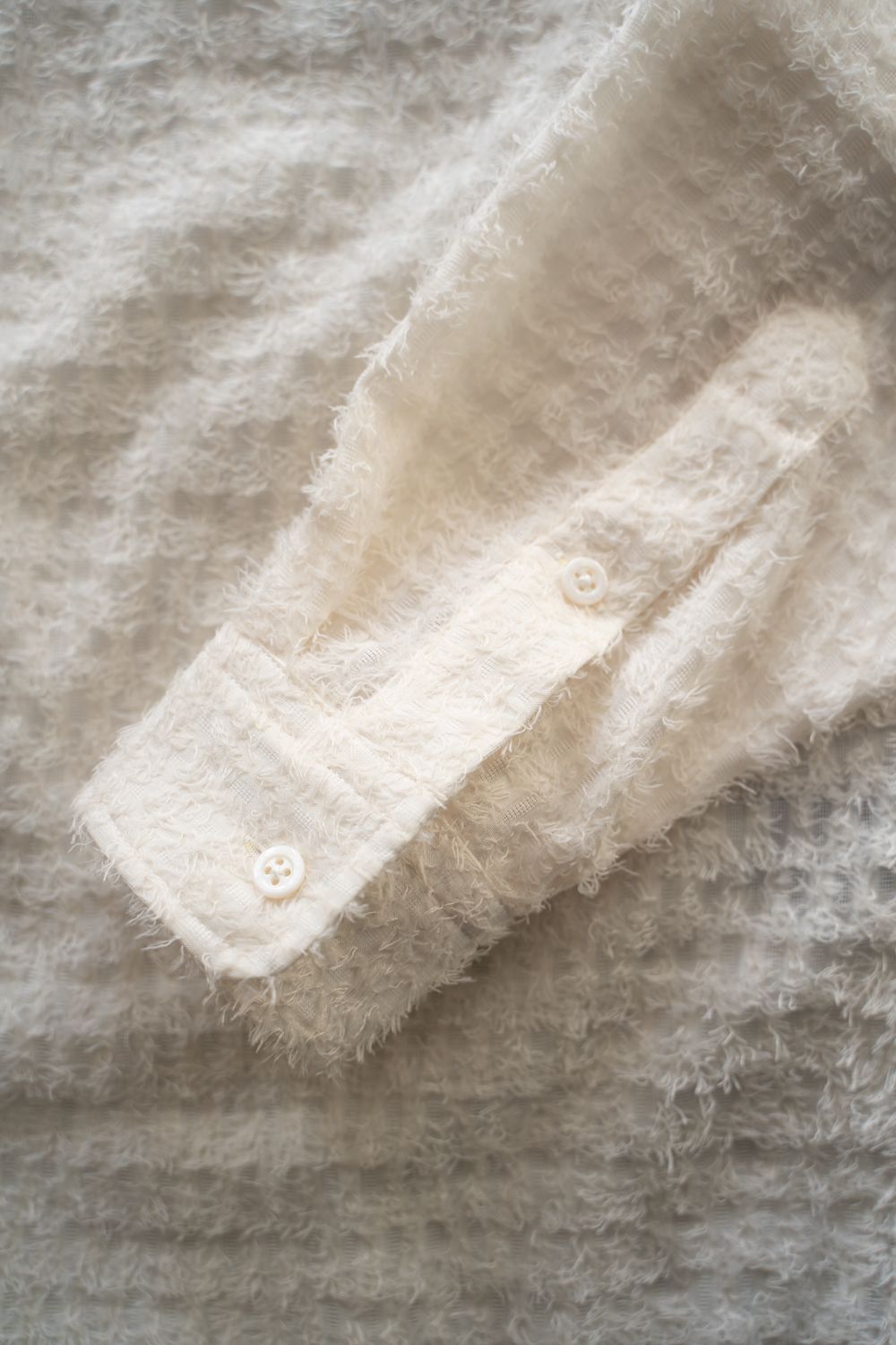 【ラスト1点】【25AW】Fuzzy Sheer L/S Shirt/ファジーシアーロングスリーブシャツ(WHITE)