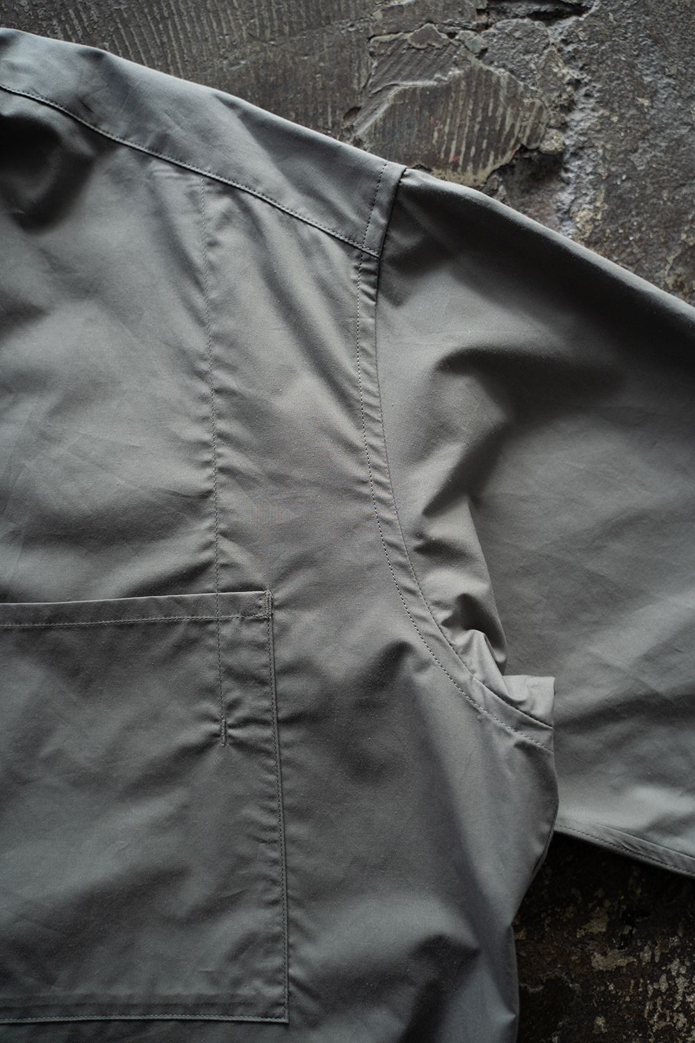 【ラスト1点】【25SS】コットンシルク半袖シャツ(BLUE GRAY)