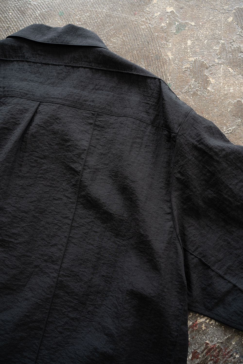 【26SS】ピンタックオープンカラー半袖シャツ(BLACK)