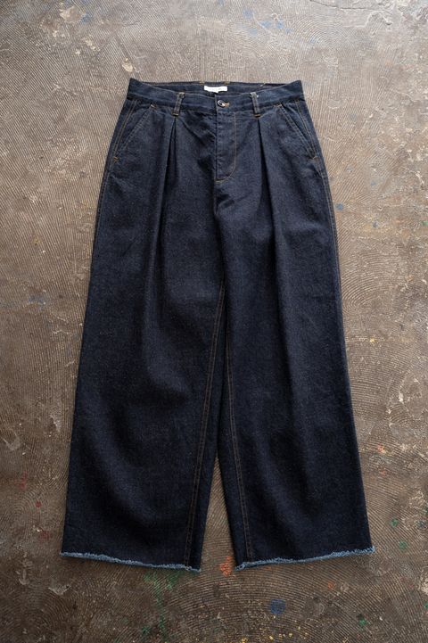【26SS】2-Tack Cutoff Wide Denim Pants/2タックカットオフワイドデニムパンツ(INDIGO BLUE)