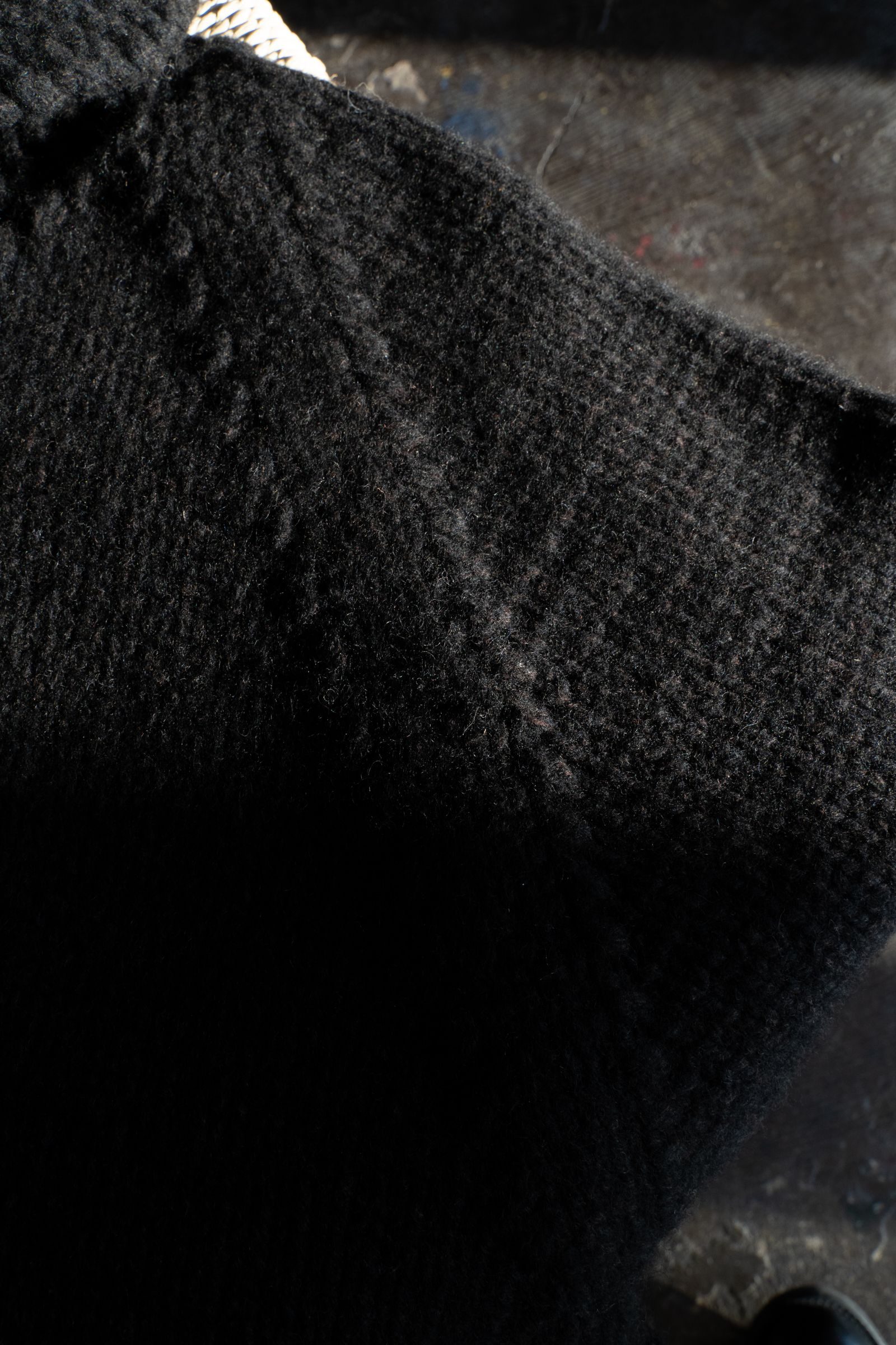 【ラスト1点】yak/lambs multi ply HAND KNITTING cowichan sweater(BLACK)