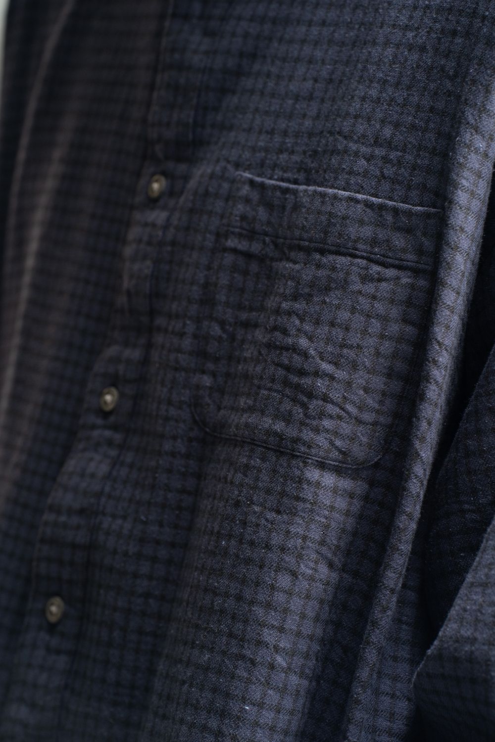 【ラスト1点】【25AW】Cotton Wool Silk Flannel Check Shirts(PURPLE×BLACK)