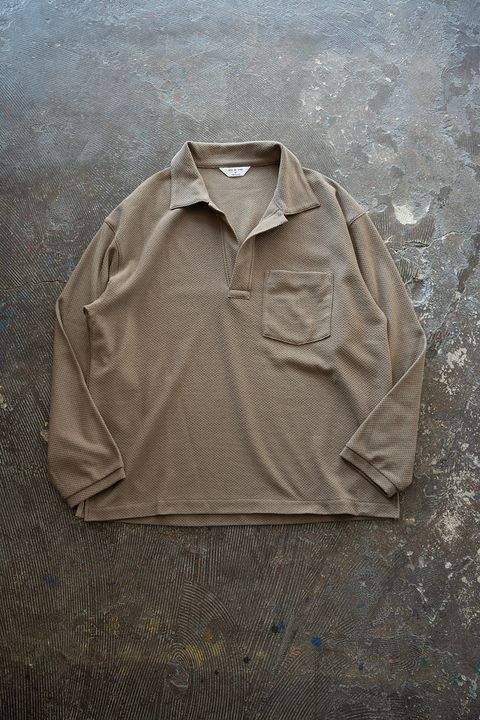 【26SS】コットン×ポリエステルスキッパーカットソー(KHAKI)