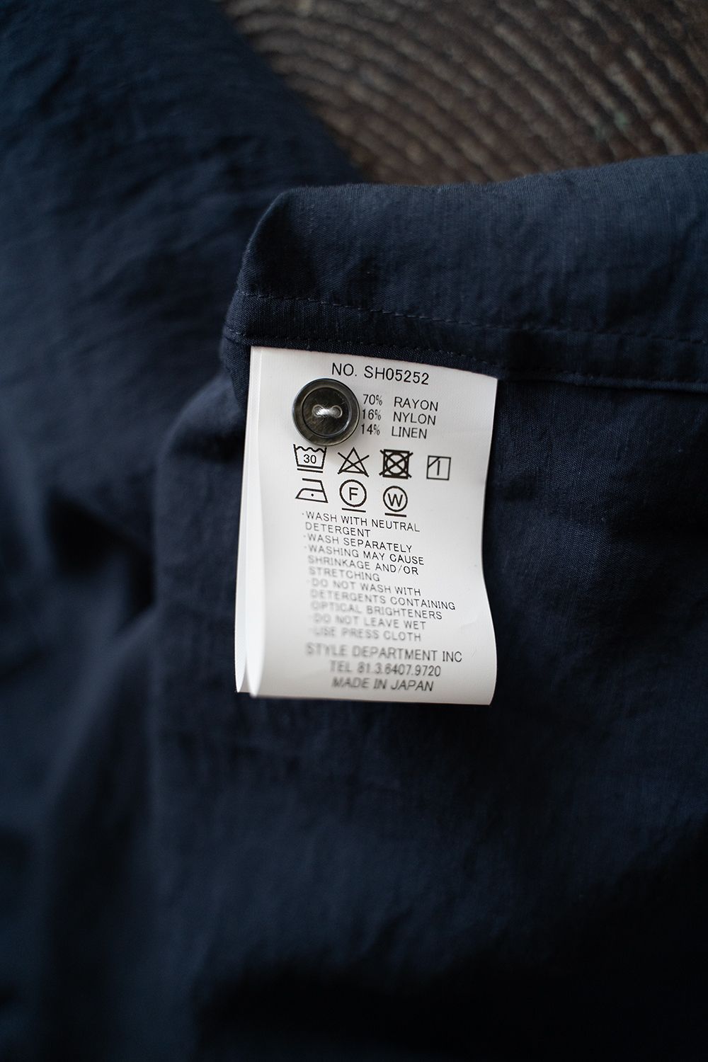 【ラスト1点】【25SS】レーヨン×リネン半袖スキッパーシャツ(NAVY)