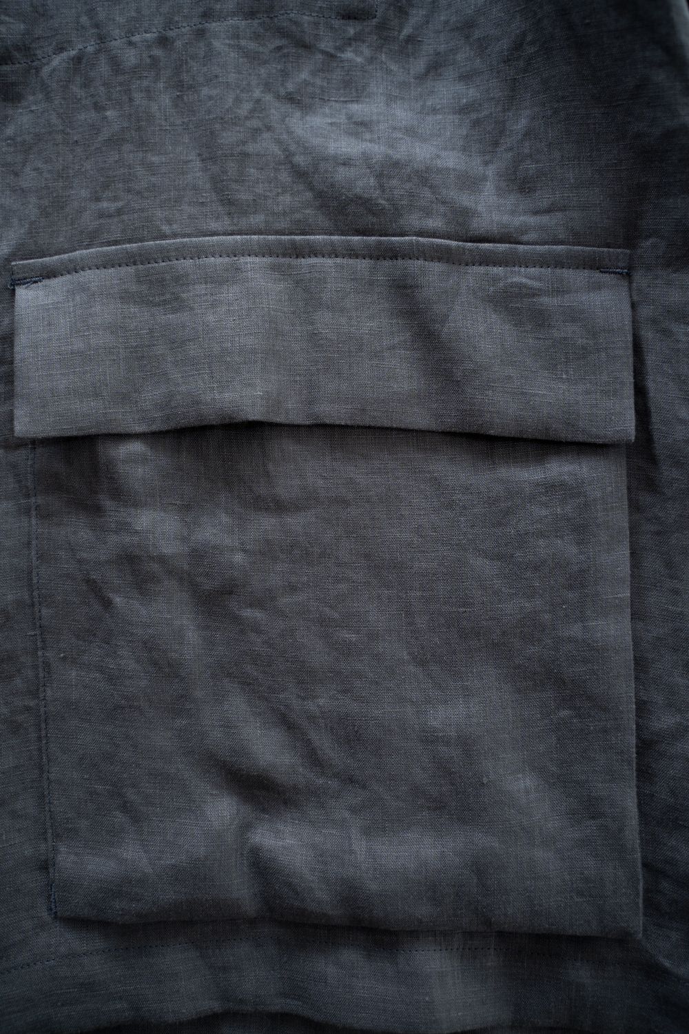 【26SS】リネンミニマルカバーオールジャケット(BLUE GREY)