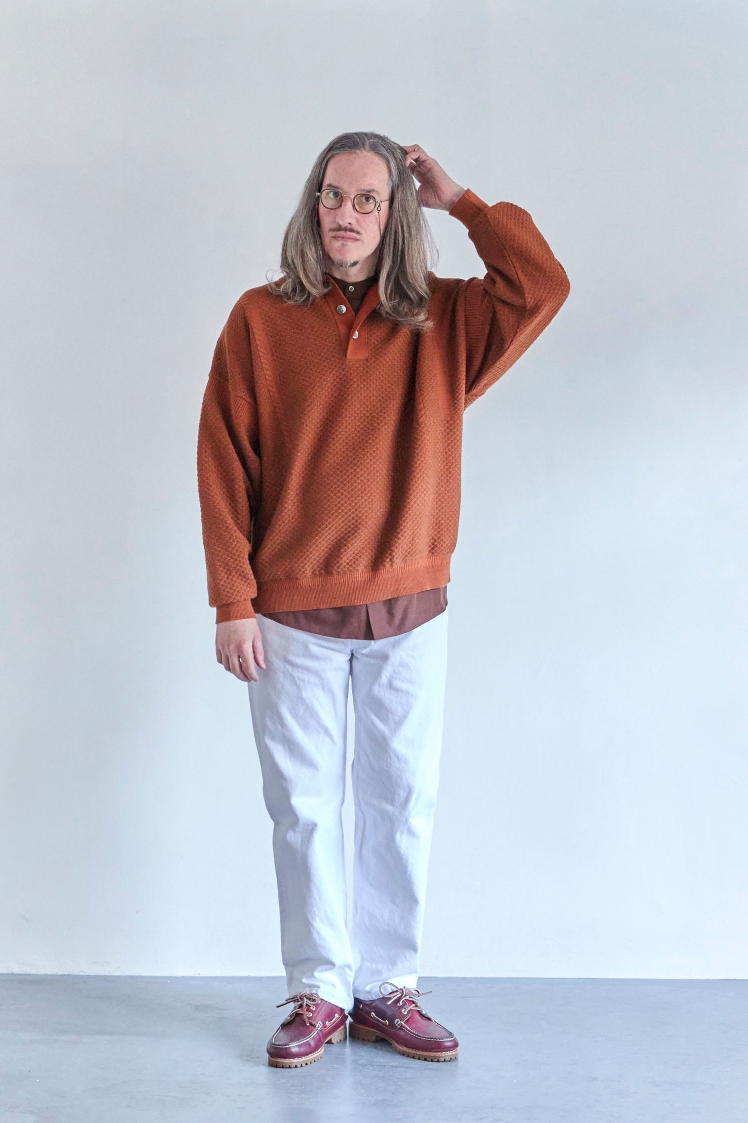 YASHIKI - 【ラスト1点】【24AW】Sekka Knit Polo(ORANGE) | Salty
