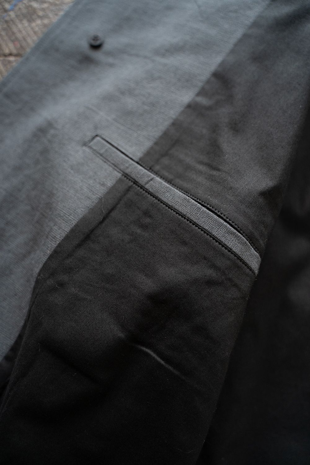 【ラスト1点】【25SS】コットン×リネンステンカラーハーフコート(BLUE CHARCOAL)
