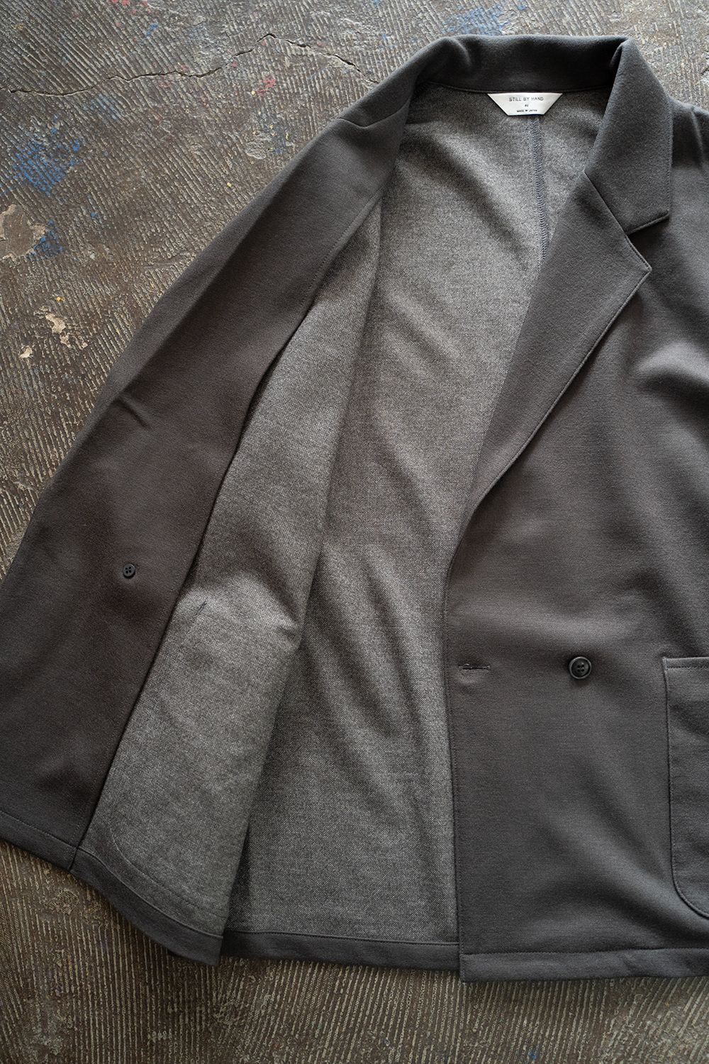 【ラスト1点】【24AW】ウールジャージーダブルジャケット(BROWN CHARCOAL)
