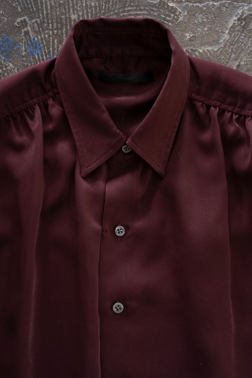 【26AW】Hush Gather L/S Shirt/ハッシュギャザーロングスリーブシャツ(BORDEAUX)