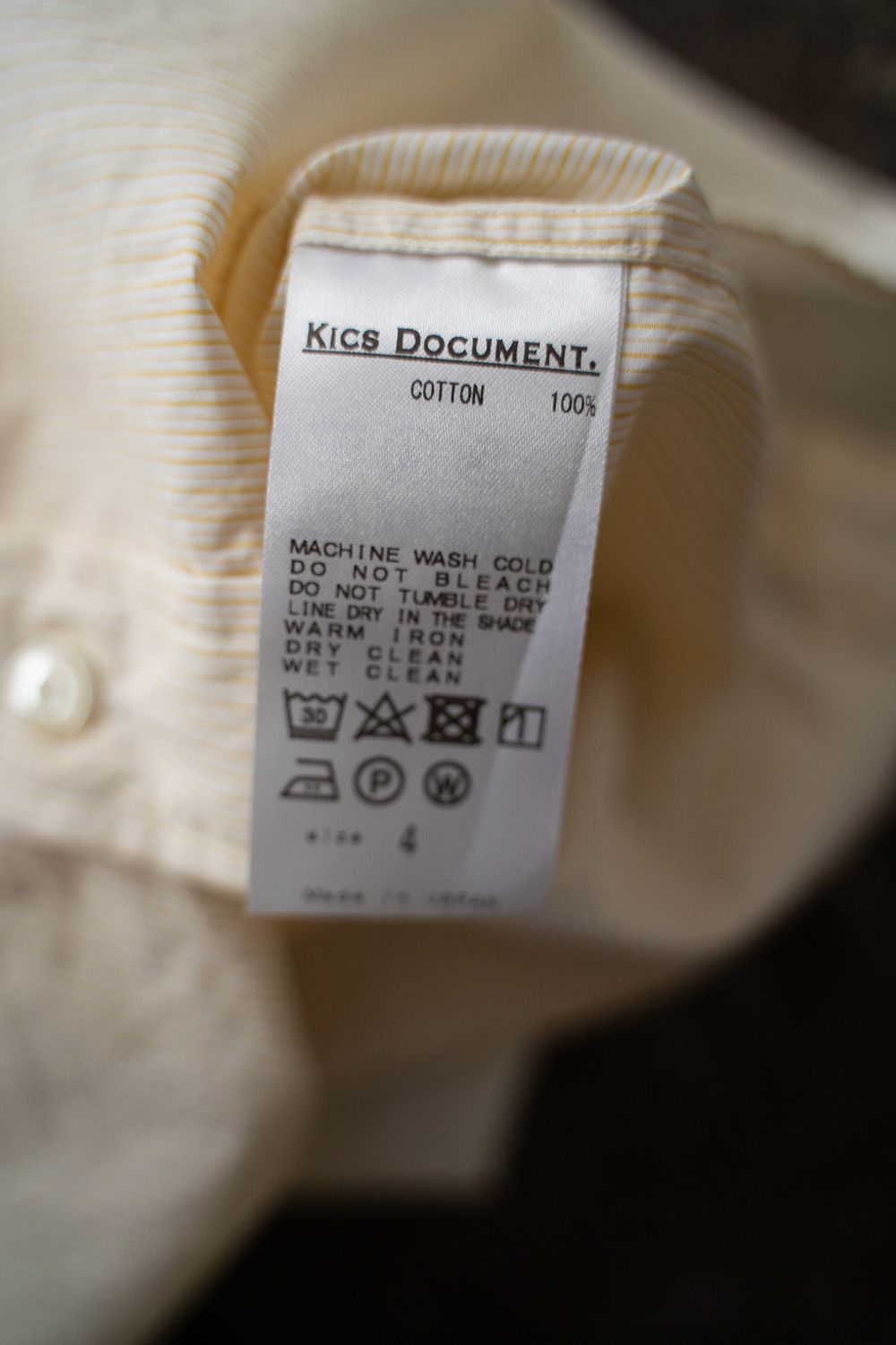 【ラスト1点】【24SS】Fine Cotton Tab Collar Shirt/ ファインコットンタブカラーシャツ(YELLOW)