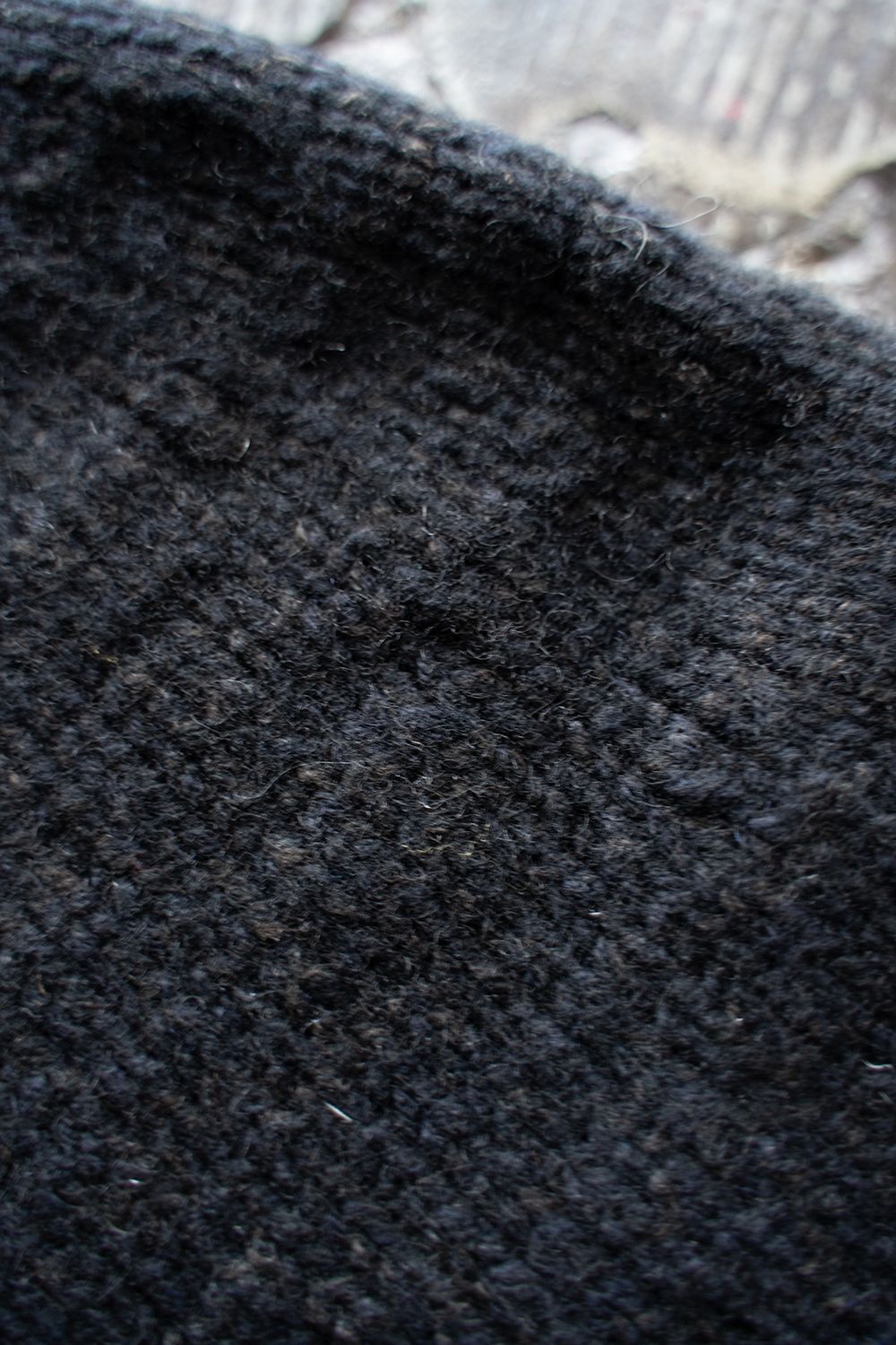 yak/lambs multi ply HAND KNITTING yoke top crew neck sweater(DARK NAVY)