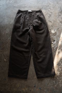 【26AW】ウール×ナイロンワンタックパンツ(DARK BROWN)