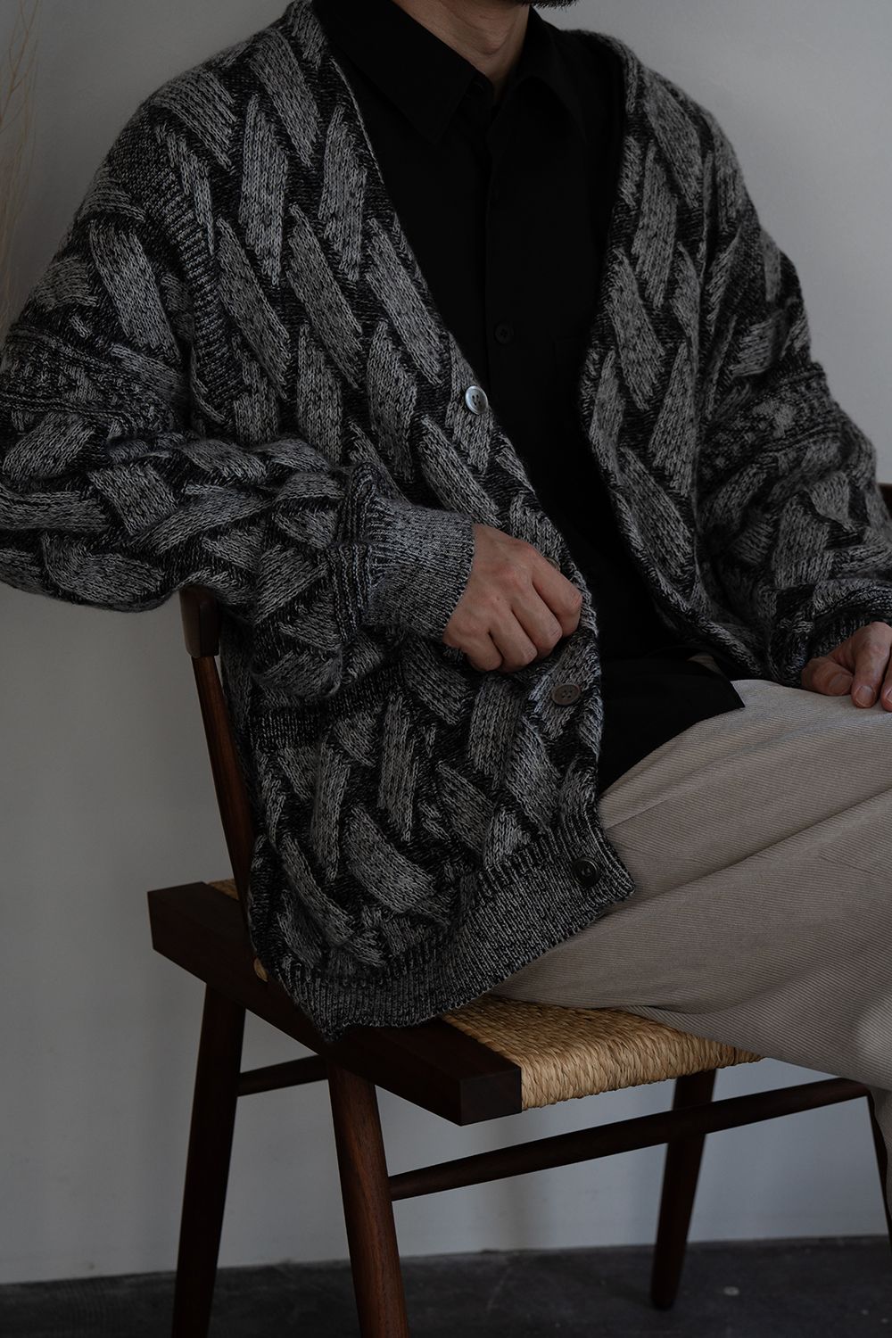 【26AW】Ochiba Mohair Cardigan(MIX GRAY)
