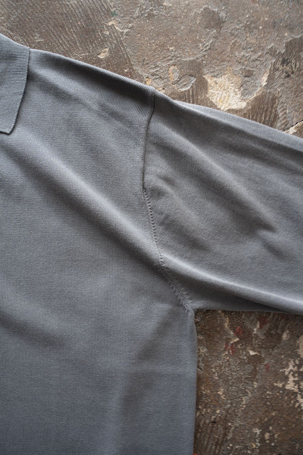 【26AW】コットン×シルク12Gニットポロ(SLATE GREY)