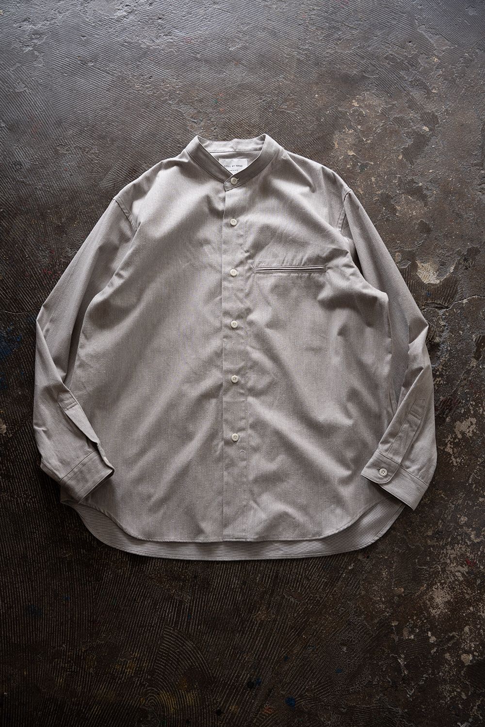 【26AW】コットン×シルクバンドカラーシャツ(GREY)