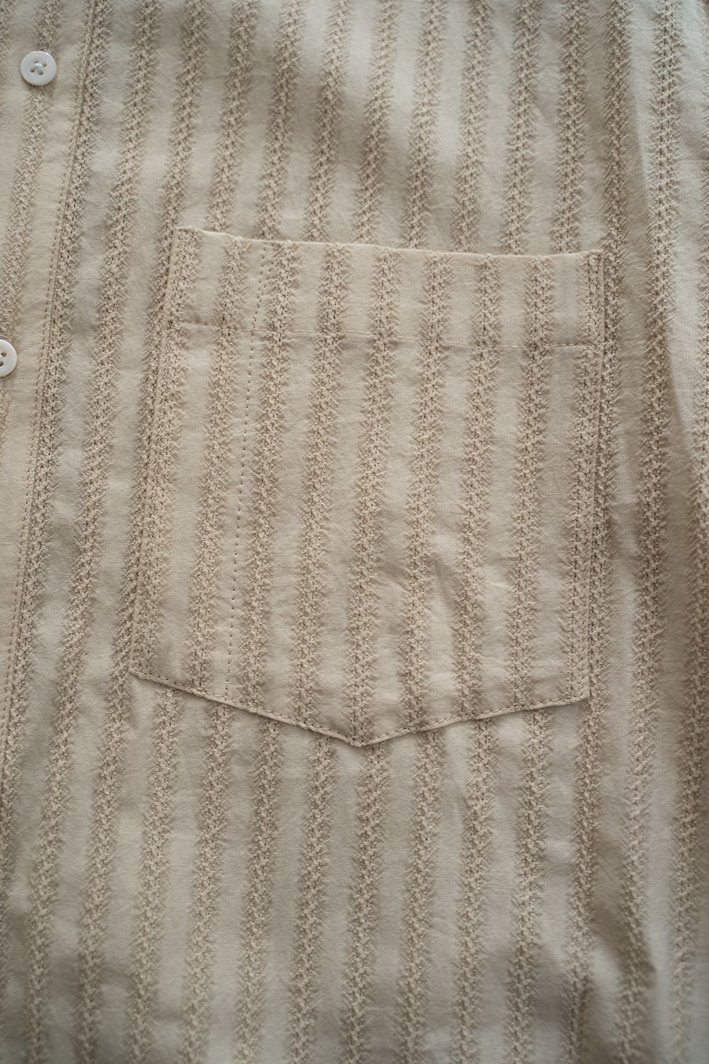 【ラスト1点】【21SS】Leno Cloth Stripe Over Shirt/レノクロスストライプオーバーサイズシャツ(ECRU)