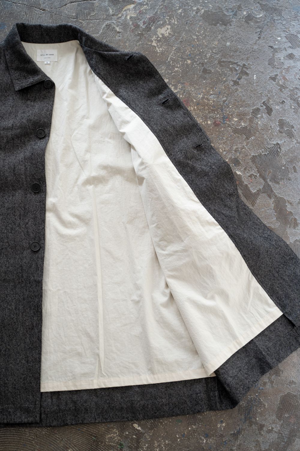 【26AW】ウール×リネンステンカラーコート(MELANGE GREY)