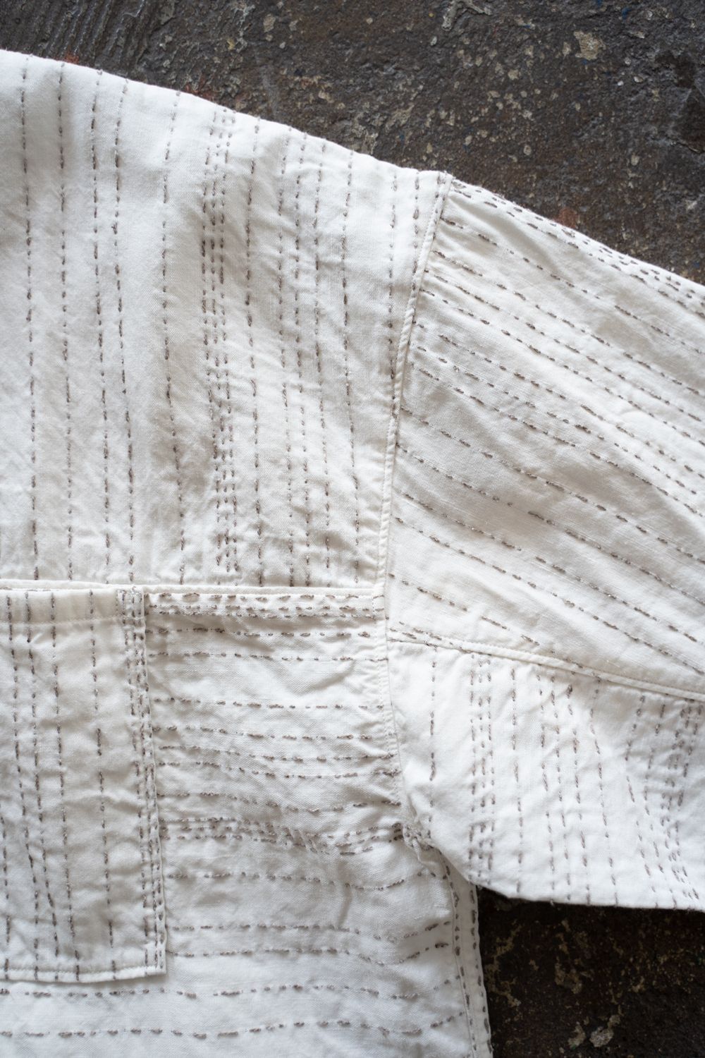 【ラスト1点】薄手刺し子織ジャケット(白)